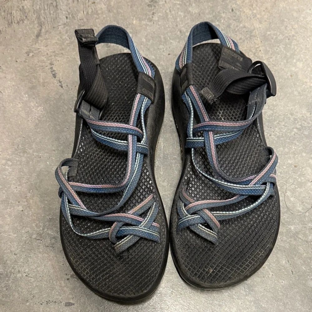 Chaco Black Sandals with Blue and Pink Straps